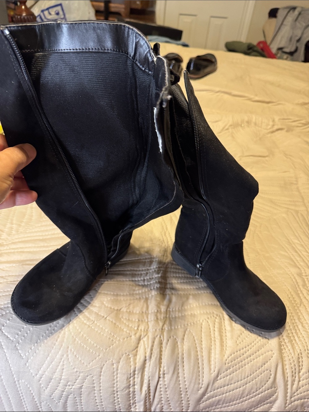 Black Faux Suede Kid’s Girls Sz 12 Zipper boots